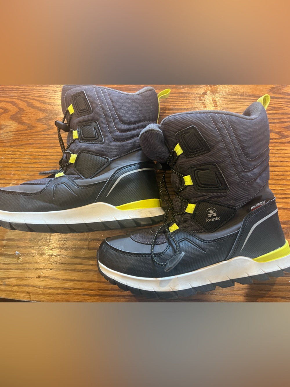 Kamik Black and Yellow Kids Winter Boots